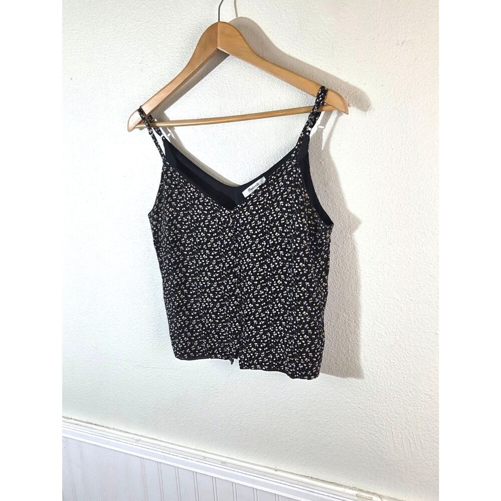 Madewell Women's Size 6 Black Floral Cami Tank Top Lined Viscose Boho - Picture 3 of 11